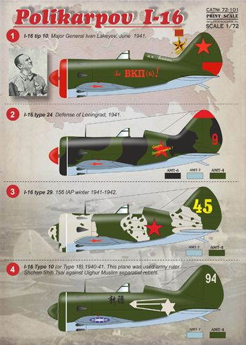 Print Scale PSL72101 1:72 Polikarpov I-16 1