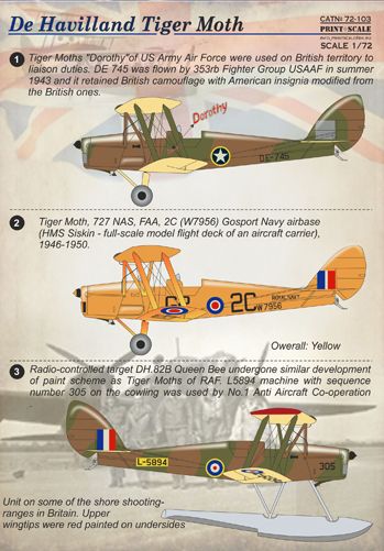 Print Scale PSL72103 1:72 de Havilland DH.82A Tiger Moth