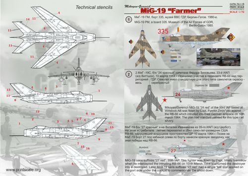 Print Scale PSL72115 1:72 Mikoyan MIG-19 Farmer 1