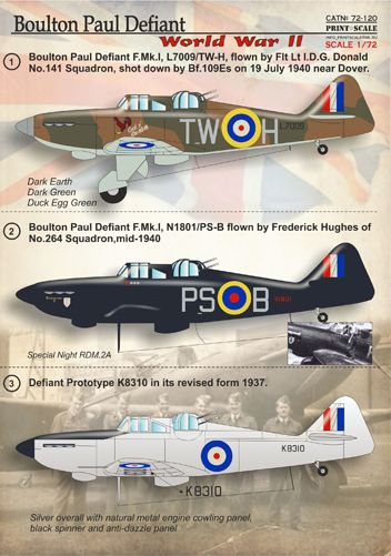 Print Scale PSL72120 1:72 Boulton-Paul Defiant 1