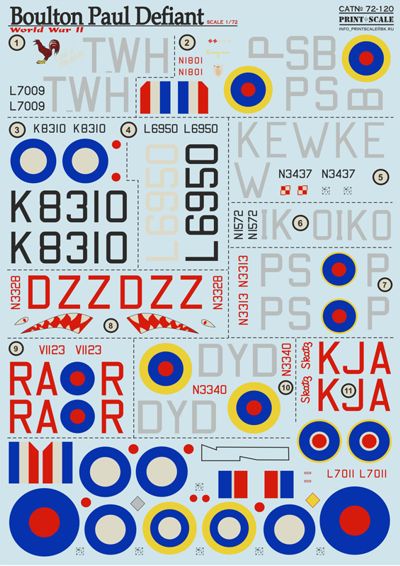 Print Scale PSL72120 1:72 Boulton-Paul Defiant 1