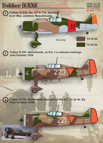 Print Scale PSL72123 1:72 Fokker D.XXI 1
