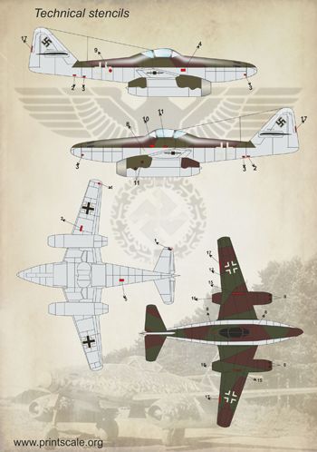 Print Scale PSL72125 1:72 Messerschmitt Me-262 'Schwalbe'