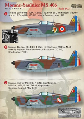 Print Scale PSL72127 1:72 Morane-Saulnier MS.406C1 1