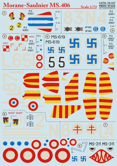 Print Scale PSL72127 1:72 Morane-Saulnier MS.406C1 1