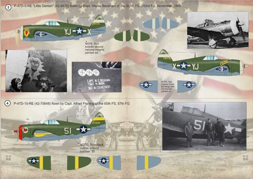 Print Scale PSL72128 1:72 P-47D Thunderbolt Razorback Aces Europe