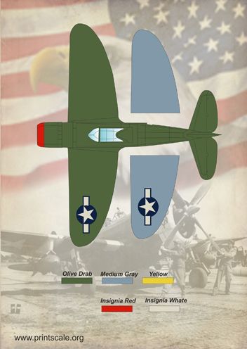 Print Scale PSL72128 1:72 P-47D Thunderbolt Razorback Aces Europe