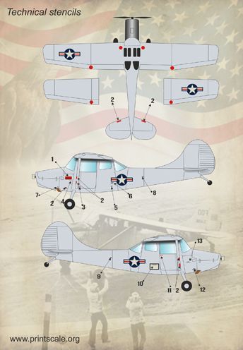 Print Scale PSL72131 1:72 Cessna O-1 Bird Dog 1
