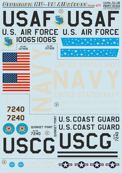 Print Scale PSL72136 1:72 Grumman HU-16 Albatross