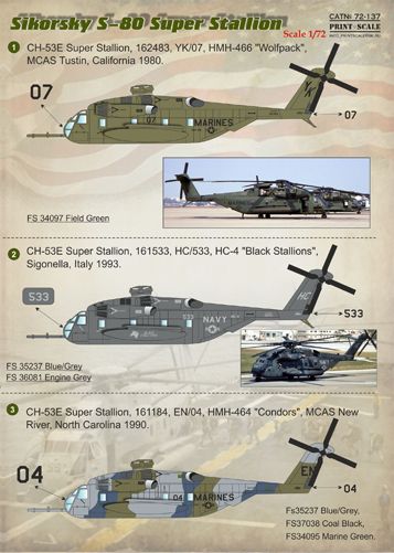 Print Scale PSL72137 1:72 Sikorsky S-80 MH-53E / CH-53E Stallion