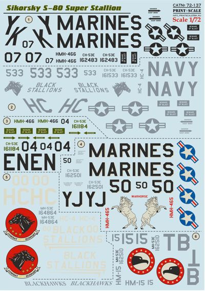 Print Scale PSL72137 1:72 Sikorsky S-80 MH-53E / CH-53E Stallion