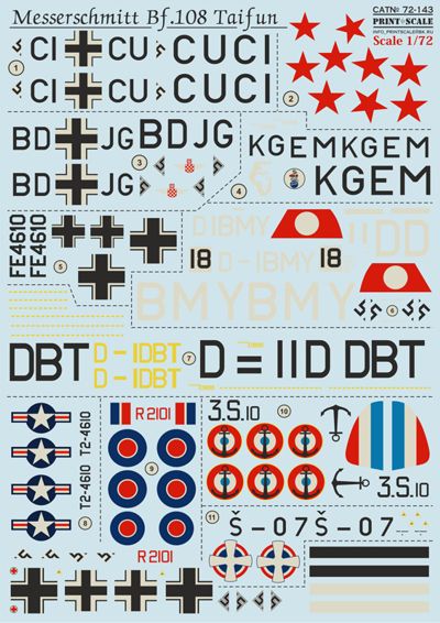 Print Scale PSL72143 1:72 Messerschmitt Bf-108B Taifun 1