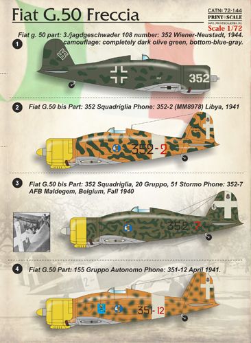Print Scale PSL72144 1:72 Fiat G.50 Freccia 1