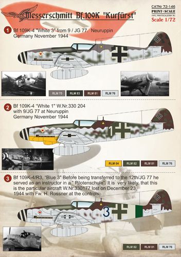 Print Scale PSL72146 1:72 Messerschmitt Bf-109K 1