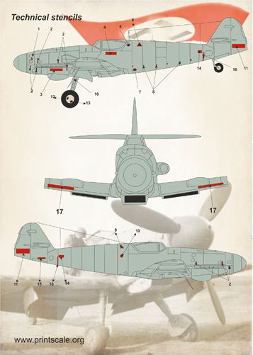 Print Scale PSL72146 1:72 Messerschmitt Bf-109K 1
