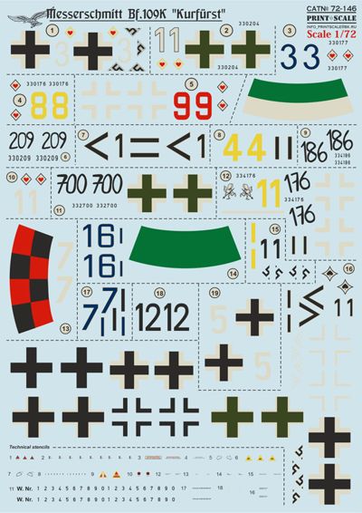 Print Scale PSL72146 1:72 Messerschmitt Bf-109K 1