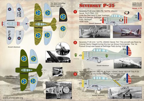 Print Scale PSL72148 1:72 Seversky P-35 1