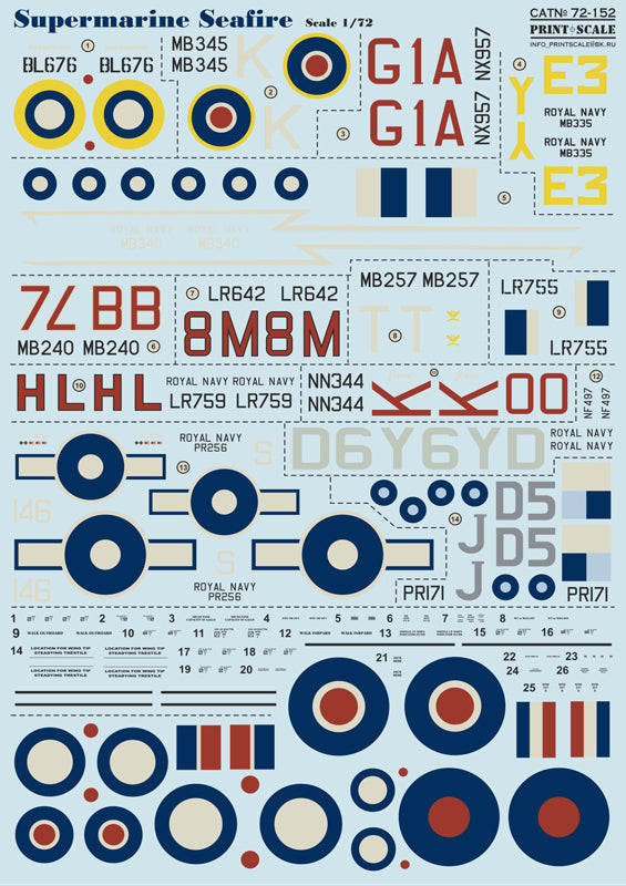 Print Scale PSL72152 1:72 Supermarine Seafire 1