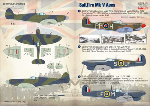 Print Scale PSL72155 1:72 Supermarine Spitfire Mk.V 1