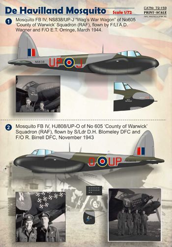 Print Scale PSL72159 1:72 DH Mosquito Multi-Variant RCAF/RAF/RAAF