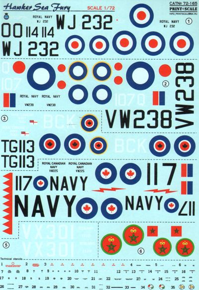 Print Scale PSL72165 1:72 Hawker Sea Fury FB.11 /FB.X