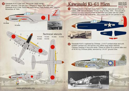 Print Scale PSL72167 1:72 Kawasaki Ki-61 Hien