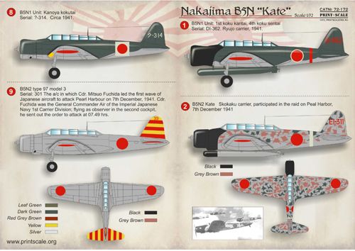 Print Scale PSL72172 1:72 Nakajima B5N 'Kate' 1
