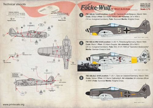 Print Scale PSL72174 1:72 Focke-Wulf Fw-190A-7 & Fw-190A-8 1