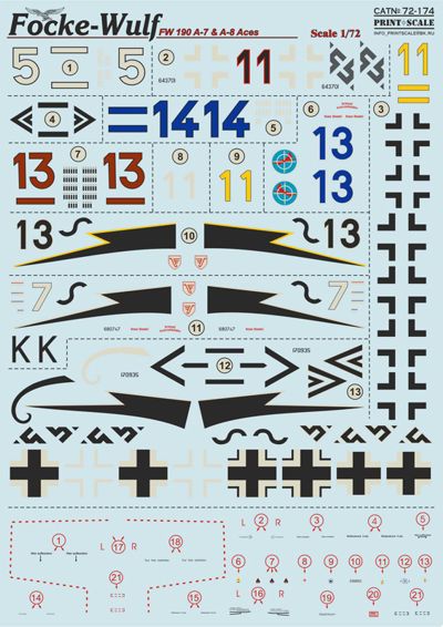 Print Scale PSL72174 1:72 Focke-Wulf Fw-190A-7 & Fw-190A-8 1