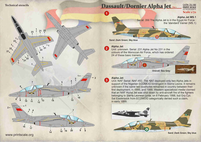 Print Scale PSL72182 1:72 Dassault/Dornier Alpha Jet Part 1 1