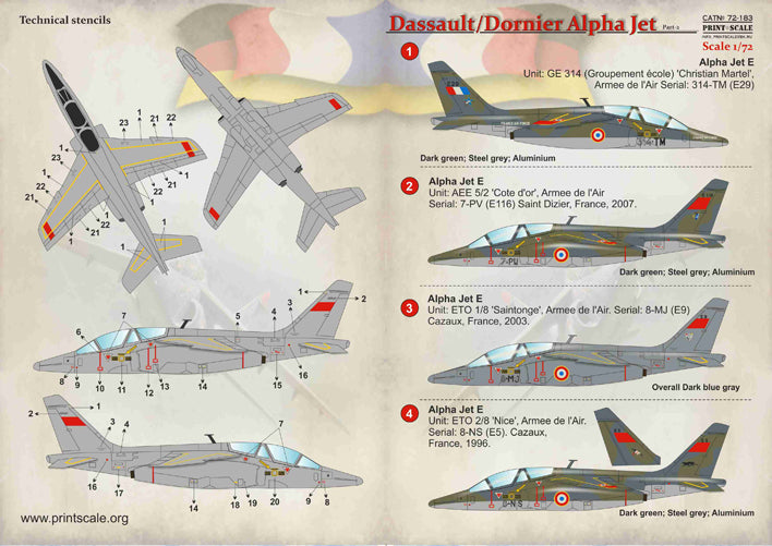 Print Scale PSL72183 1:72 Dassault-Dornier Alpha Jet Part 2 1