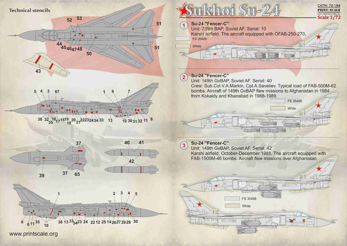 Print Scale PSL72184 1:72 Sukhoi Su-24 1