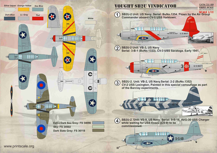 Print Scale PSL72189 1:72 Vought SB2U Vindicator 1