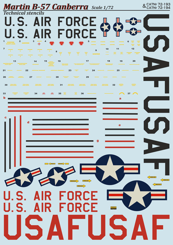 Print Scale PSL72193 1:72 Martin B-57B Canberra Part-1 [B-57C RB-57D EB-57E]