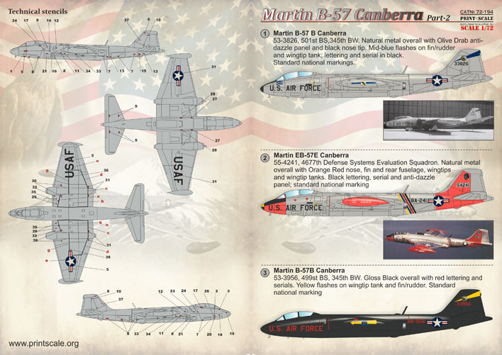 Print Scale PSL72194 1:72 Martin B-57 Canberra Part-2