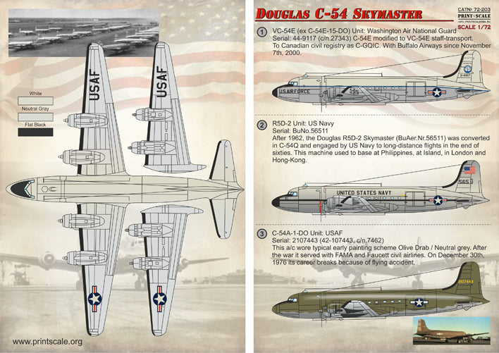 Print Scale PSL72203 1:72 Douglas C-54DSkymaster 1