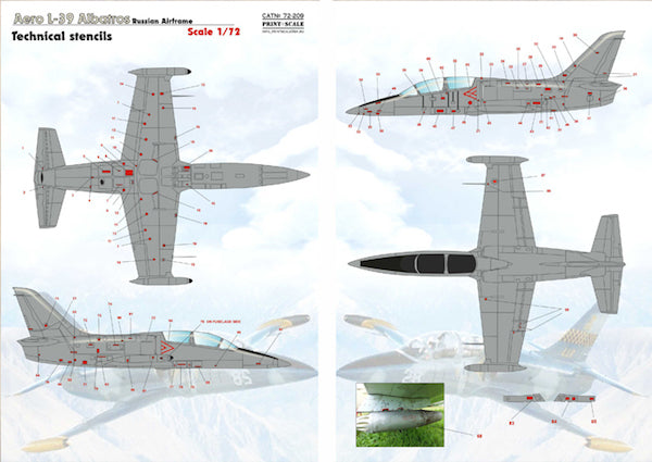 Print Scale PSL72209 1:72 Aero L-39C Albatros technical stencils