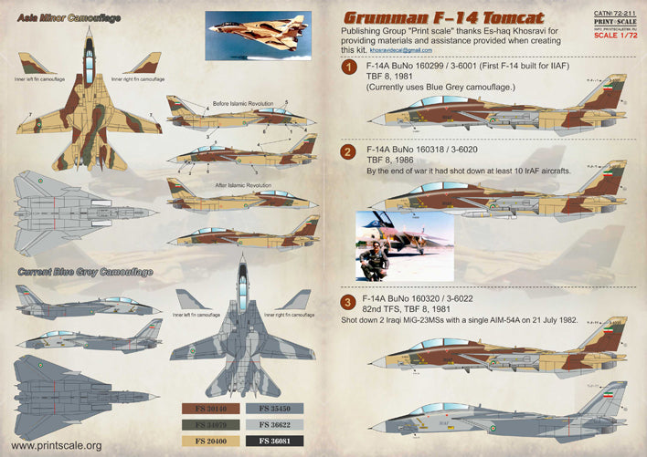 Print Scale PSL72211 1:72 Iranian Grumman F-14A Tomcat
