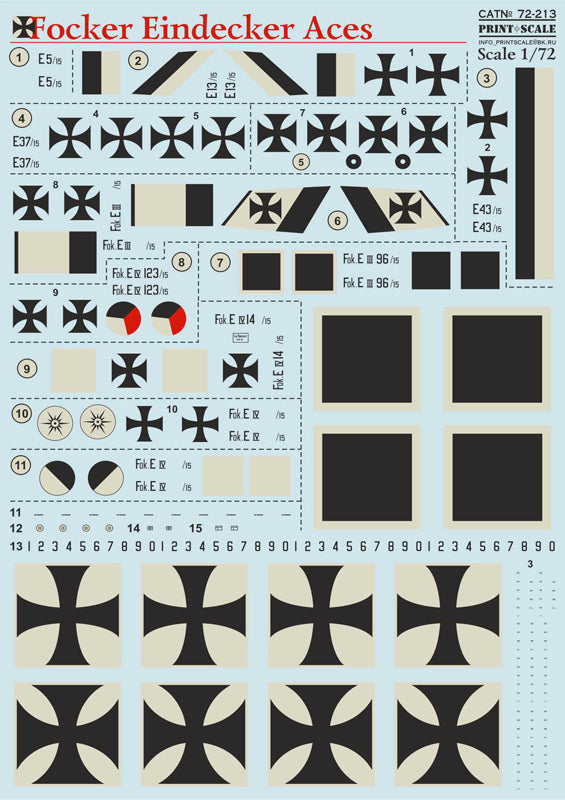 Print Scale PSL72213 1:72 Fokker E.I/E.II/E.III Eindecker Aces
