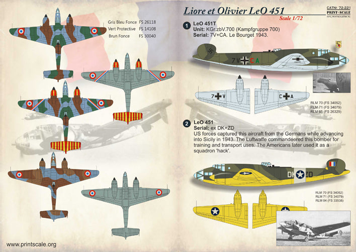 Print Scale PSL72221 1:72 Liore et Olivier LeO 451