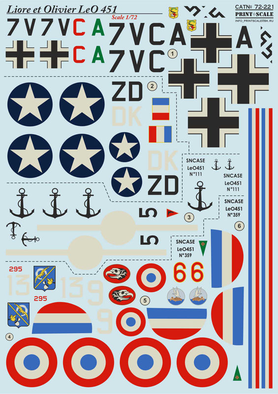 Print Scale PSL72221 1:72 Liore et Olivier LeO 451
