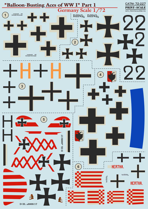 Print Scale PSL72227 1:72 Balloon-Busting Aces of WW I Part 1