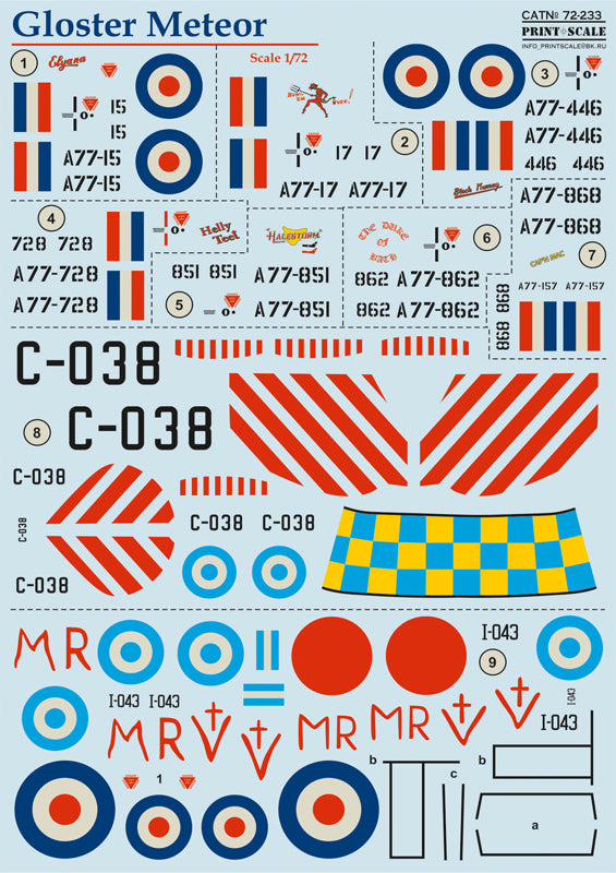 Print Scale PSL72233 1:72 Gloster Meteor F.4 and F.8