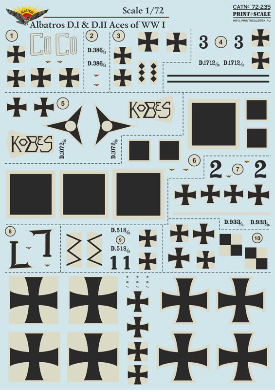 Print Scale PSL72235 1:72 Albatros D.I & D.II Aces of WWI