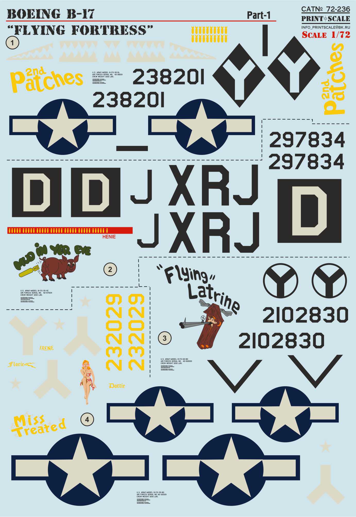 Print Scale PSL72236 1:72 Boeing B-17G Flying Fortress Nose art for..