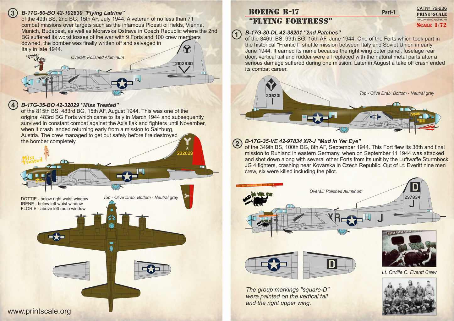 Print Scale PSL72236 1:72 Boeing B-17G Flying Fortress Nose art for..