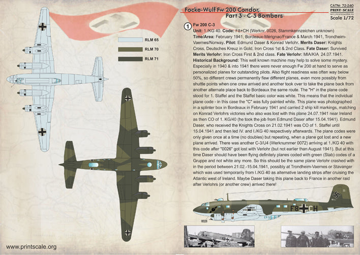 Print Scale PSL72240 1:72 Focke-Wulf Fw-200 CONDOR Part 3