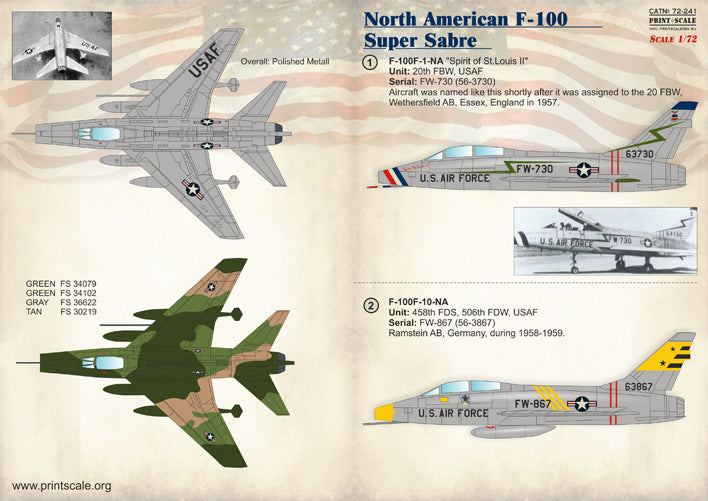 Print Scale PSL72241 1:72 North-American F-100D/F-100F Super Sabre