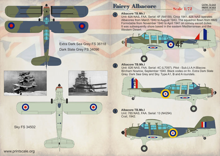 Print Scale PSL72243 1:72 Fairey Albacore Mk.I