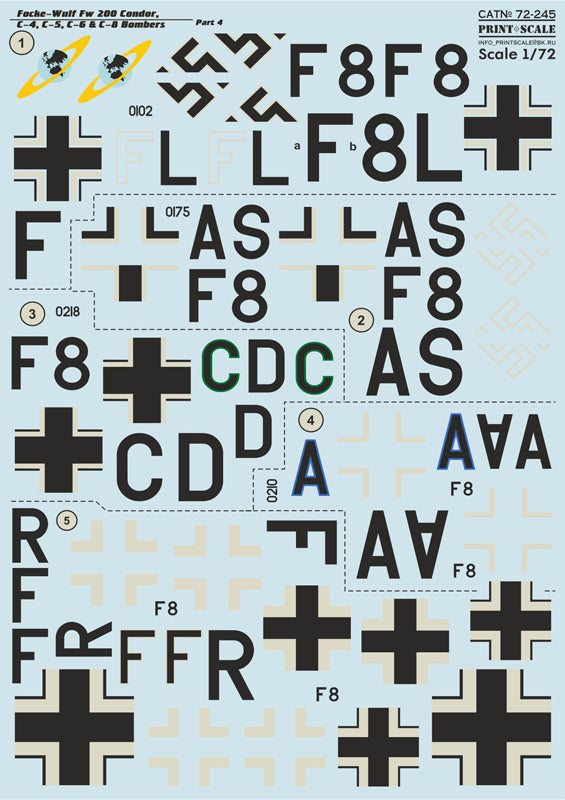 Print Scale PSL72245 1:72 Focke-Wulf Fw-200 Condor Part 4 Decals